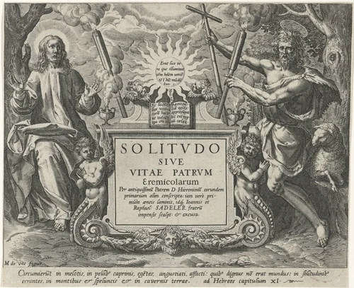 Christus en Johannes de Doper by Unknown, print, 1583-1588