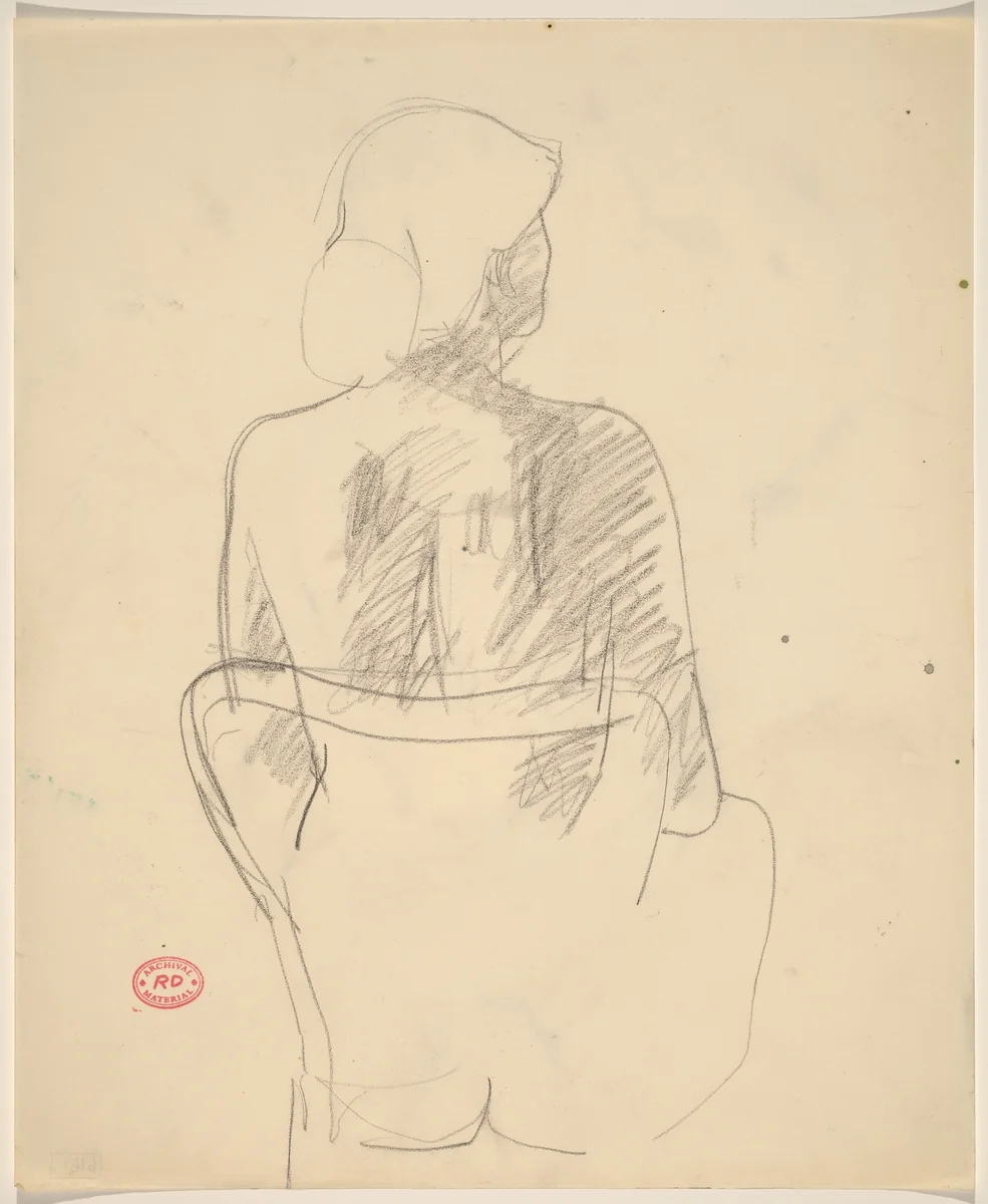 Untitled [back view of seated female nude] by Richard Diebenkorn, drawing, 1955-1967