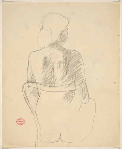 Untitled [back view of seated female nude] by Richard Diebenkorn, drawing, 1955-1967