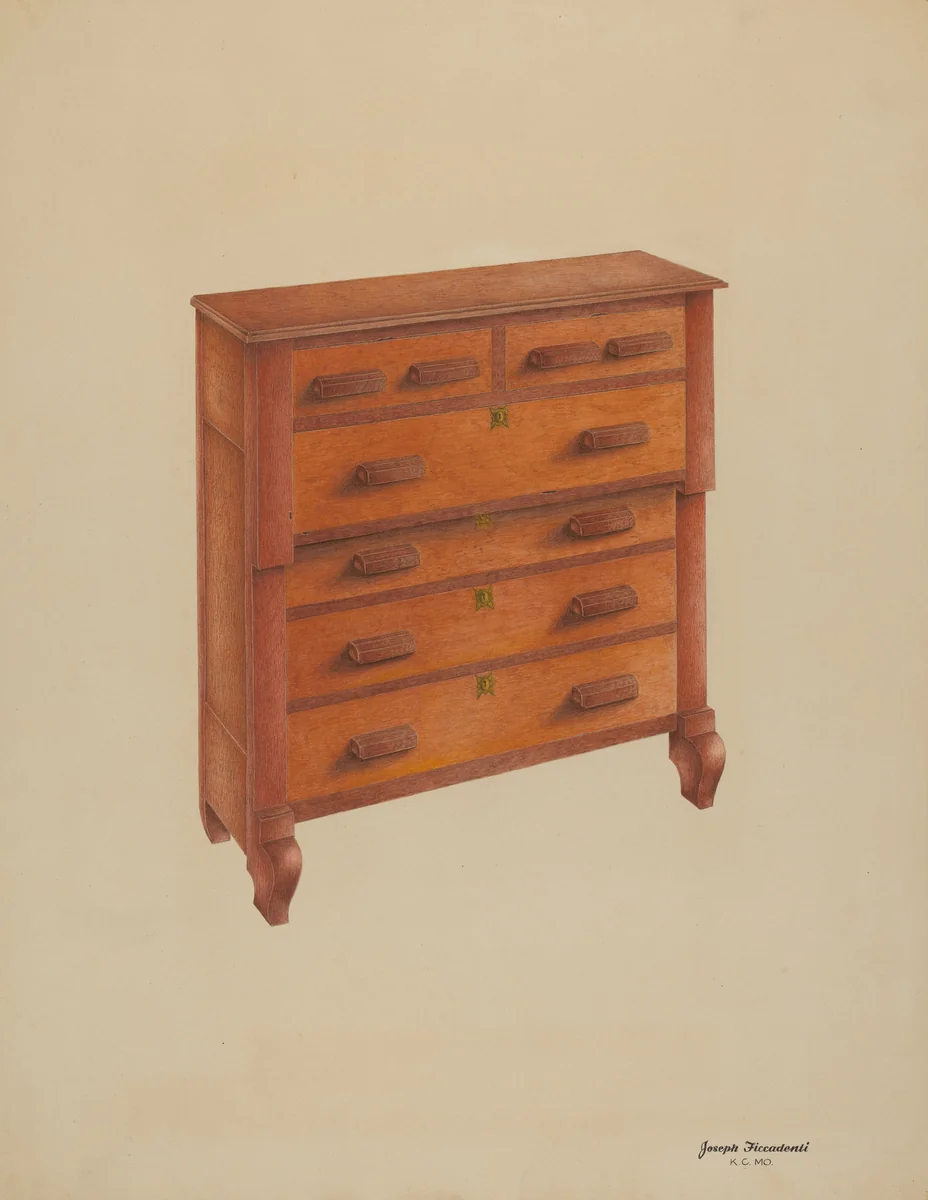 Cherry Chest of Drawers by Joseph Ficcadenti, index of american design, 1941
