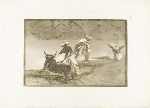 They Play Another with the Cape in an Enclosure, plate four from The Art of Bullfighting by Francisco José de Goya, print, 1814-1816