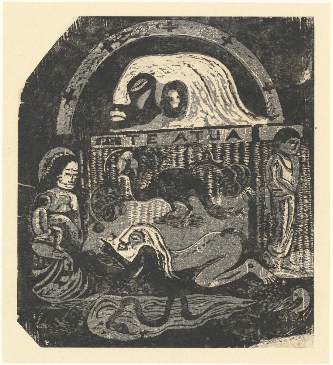 Te Atua (The Gods) Small Plate by Paul Gauguin, print, 1898-1899