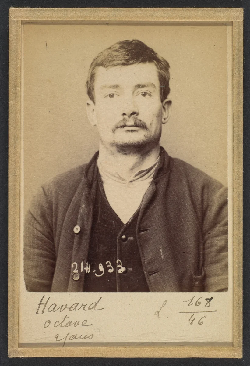 Havard. Octave, Onésime. 25 ans, né à Hedouville (Calvados). Polisseur. Anarchiste. 1/3/94. by Alphonse Bertillon, photograph, 1894