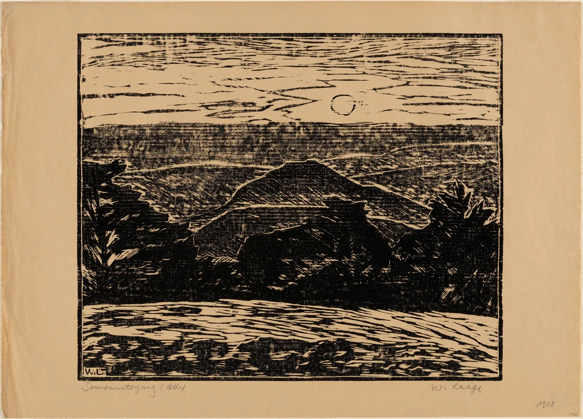 Sonnenuntergang (Alb) by Wilhelm Laage, print, 1918
