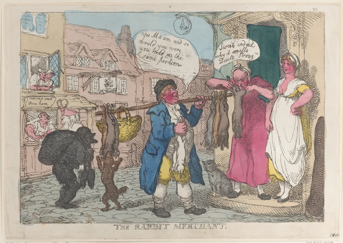 The Rabbit Merchant by Thomas Rowlandson, print, 1805-1815