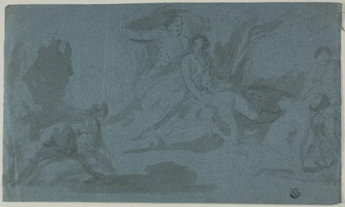 Mythological Scene with Woman Bathing by Unknown Artist, drawing, 1600-1699