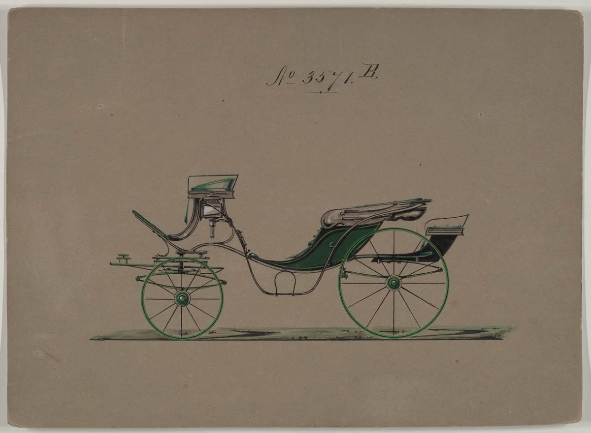 Design for Cabriolet or Victoria, no. 3571b by Brewster & Co., drawing, 1880