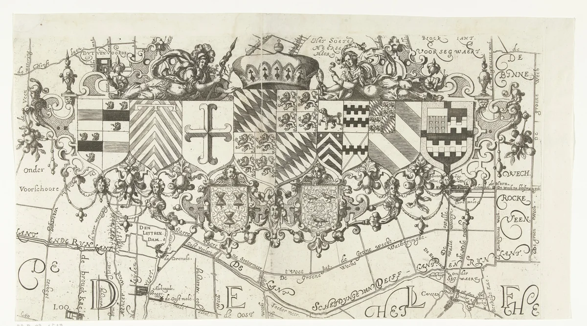 Kaart van Delfland (blad midden boven) by Floris Balthasarsz. van Berckenrode, print, 1612