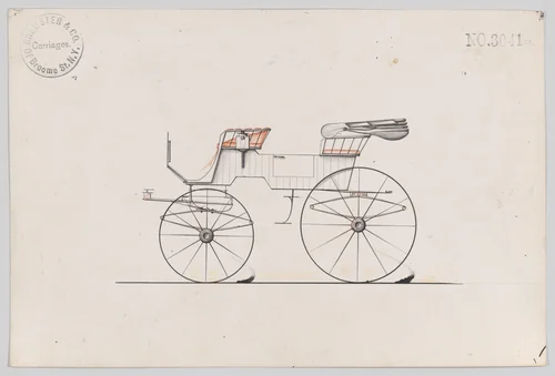 Design for 2 seat Phaeton, no. 3041a by Brewster & Co., drawing, 1874