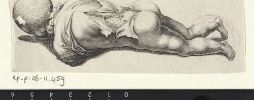 Opengesneden lichaam van een kind met een open rug by anonymous, print, 1617-1727