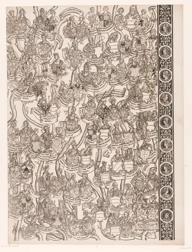 Stamboom van Frederik en Ottheinrich van Palts-Neuburg (plaat 18) by Unknown, print, 1535-1594