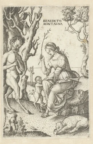 Satyr familie met man en vrouw met kind by Unknown, print, 1515-1520