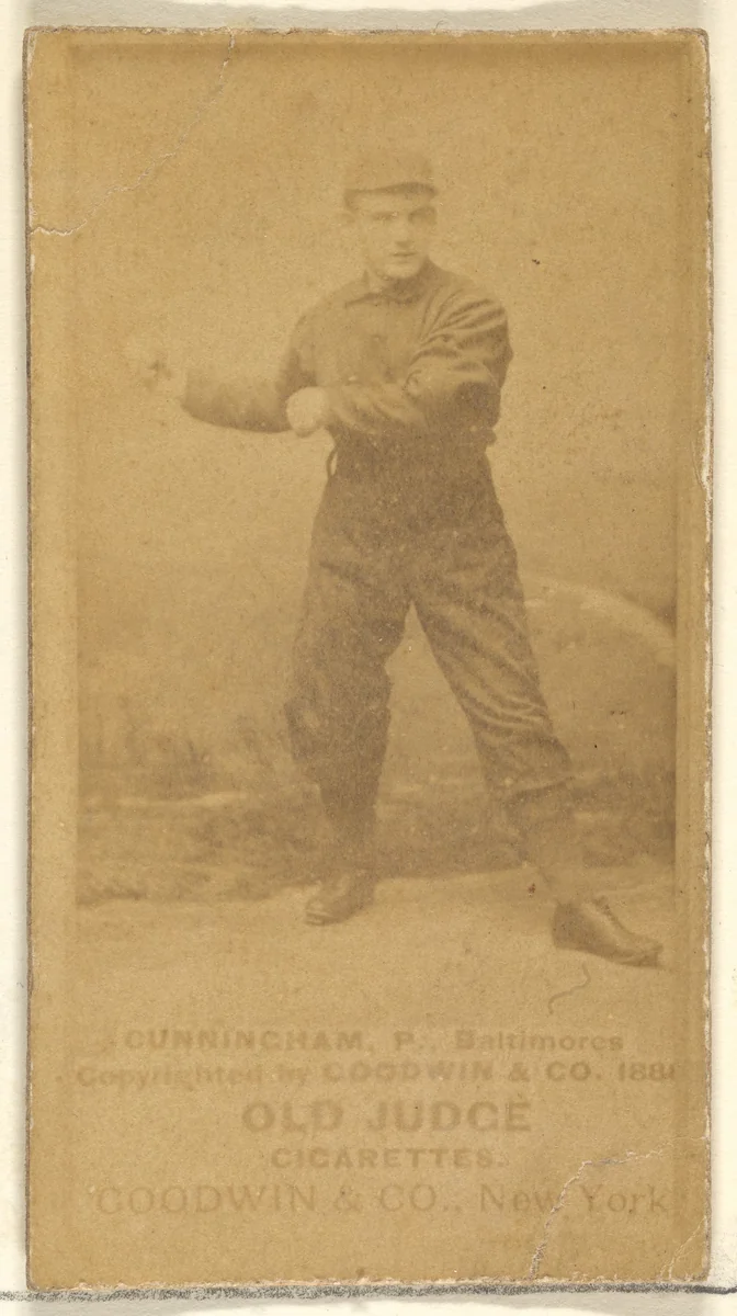 Cunningham, Pitcher, Baltimore Orioles, from the Old Judge series (N172) for Old Judge Cigarettes by Goodwin & Company, photograph, 1887-1890