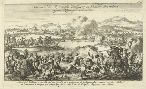 Slag aan de Boyne, 1690 by Jan Luyken, print, 1690