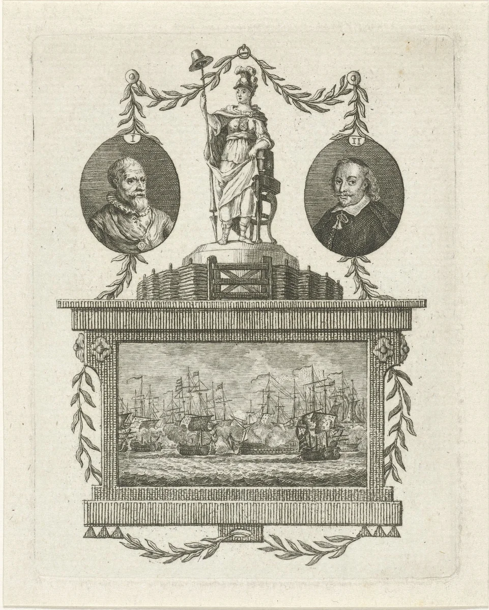 Zeeslag by Simon Fokke, print, 1722-1784