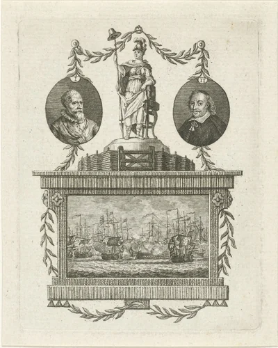 Zeeslag by Simon Fokke, print, 1722-1784