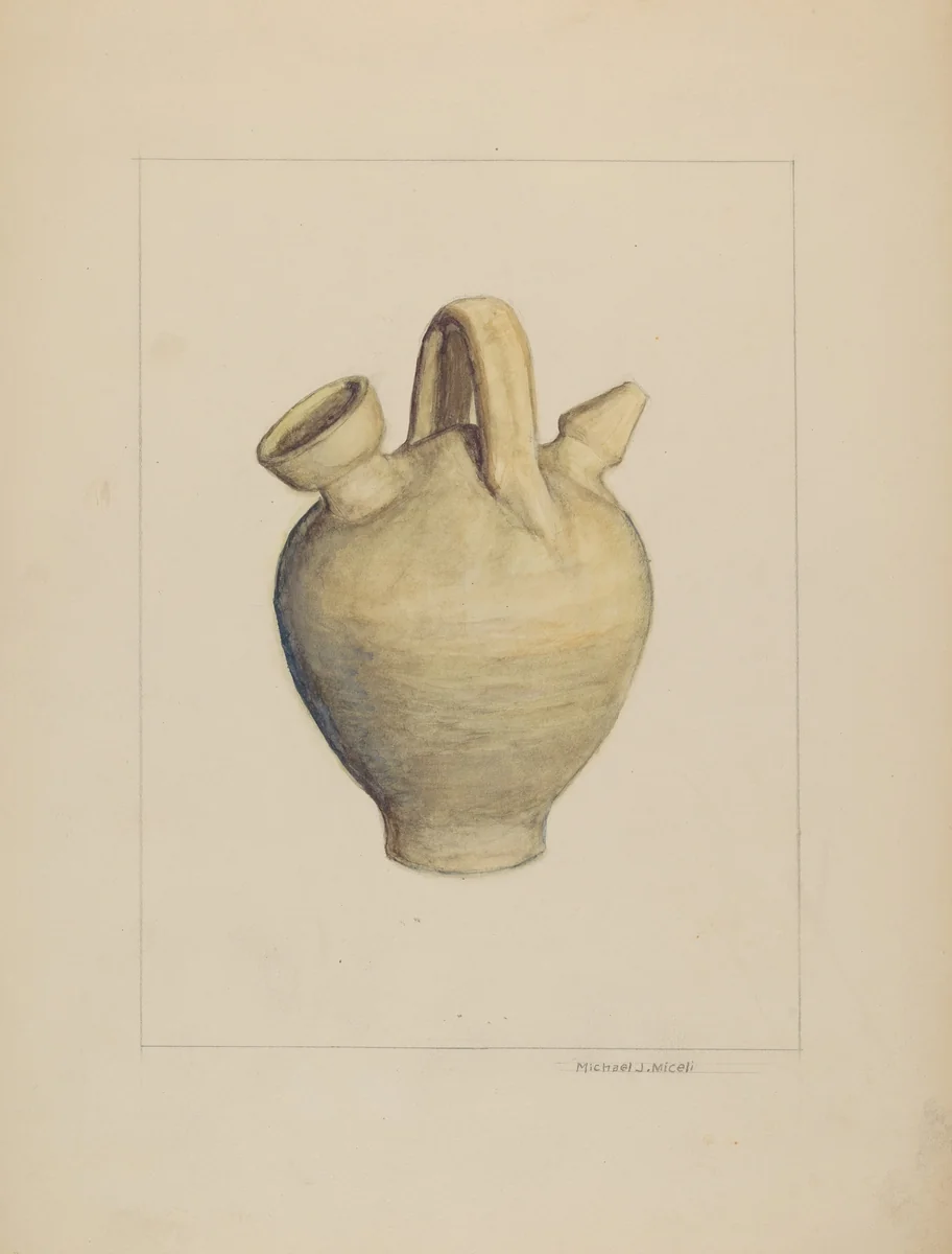 Pottery Jug by Michael J. Miceli, index of american design, 1937