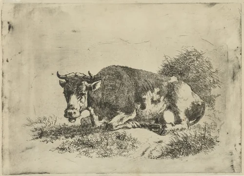 Liggende koe by Jan Kobell, print, 1810-1838