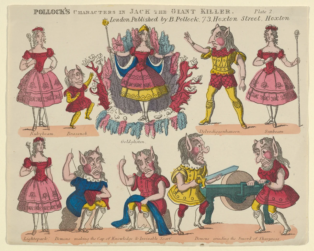 Characters, from 'Jack the Giant Killer', Plate 2 for a Toy Theater by Benjamin Pollock, print, 1870-1890