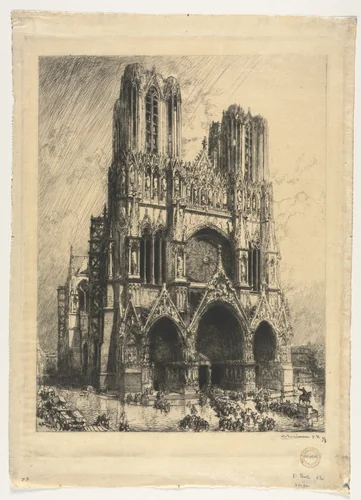 Reims Cathedral by Auguste Louis Lepère, print, 1911