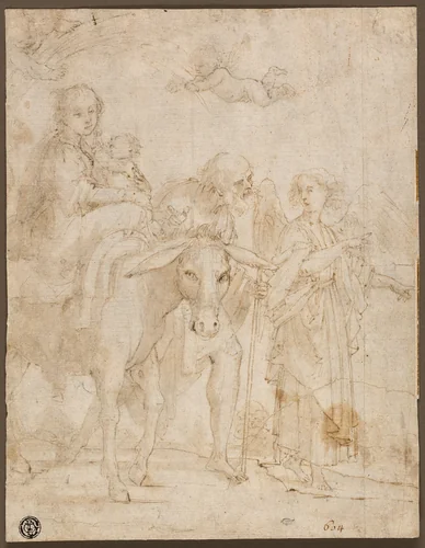 Flight into Egypt by Giovanni Baglione, drawing, 1593-1649