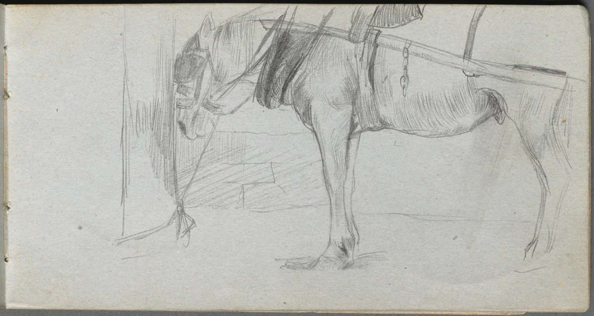 Sketchbook, page 06: Study of a Horse by Ernest Meissonier, book, 1860-1869