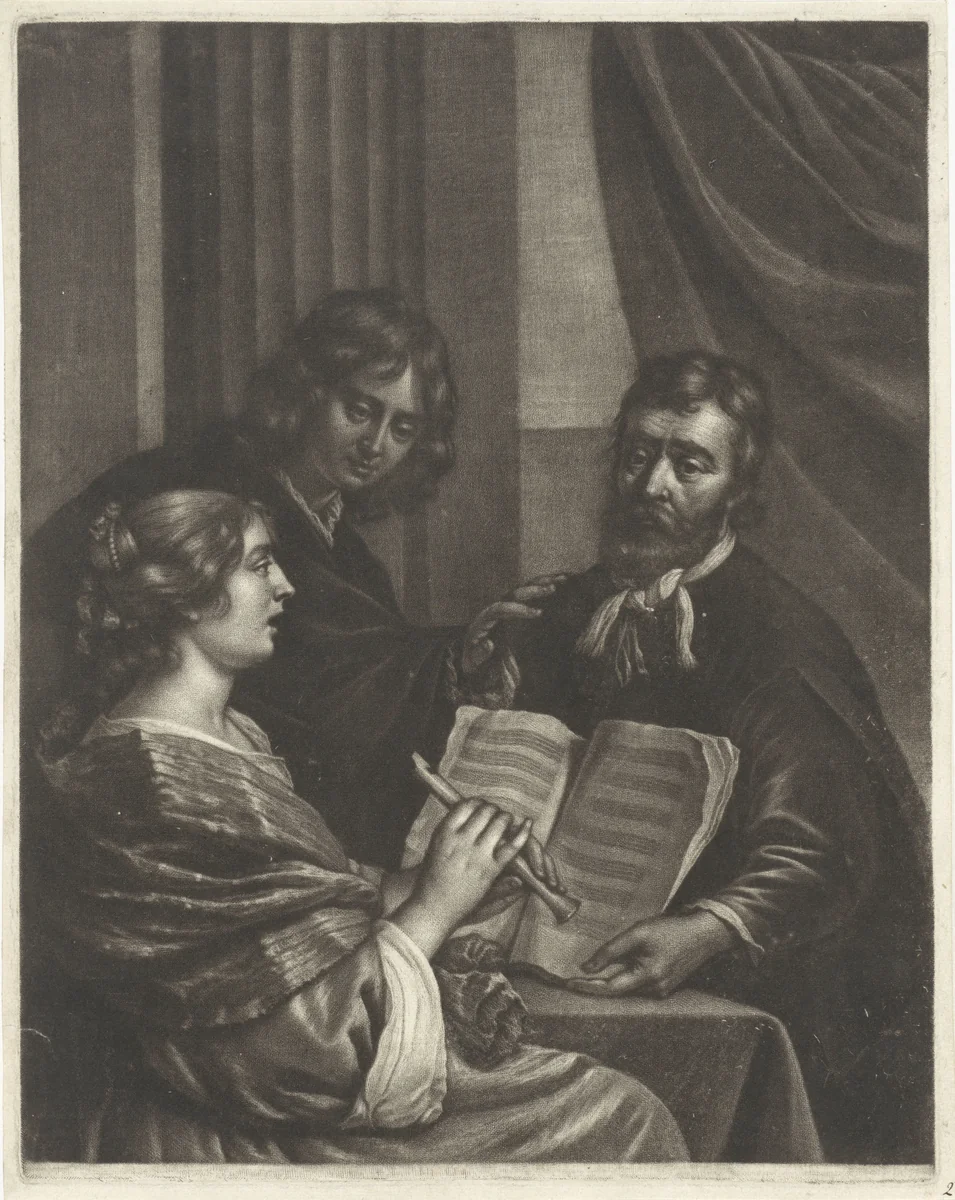 Fluitspeelster by Wallerant Vaillant, print, 1658-1677