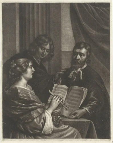 Fluitspeelster by Wallerant Vaillant, print, 1658-1677