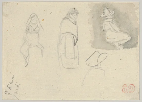 Sketches of Four Figures, Spain by Eugène Delacroix, drawing, 1832