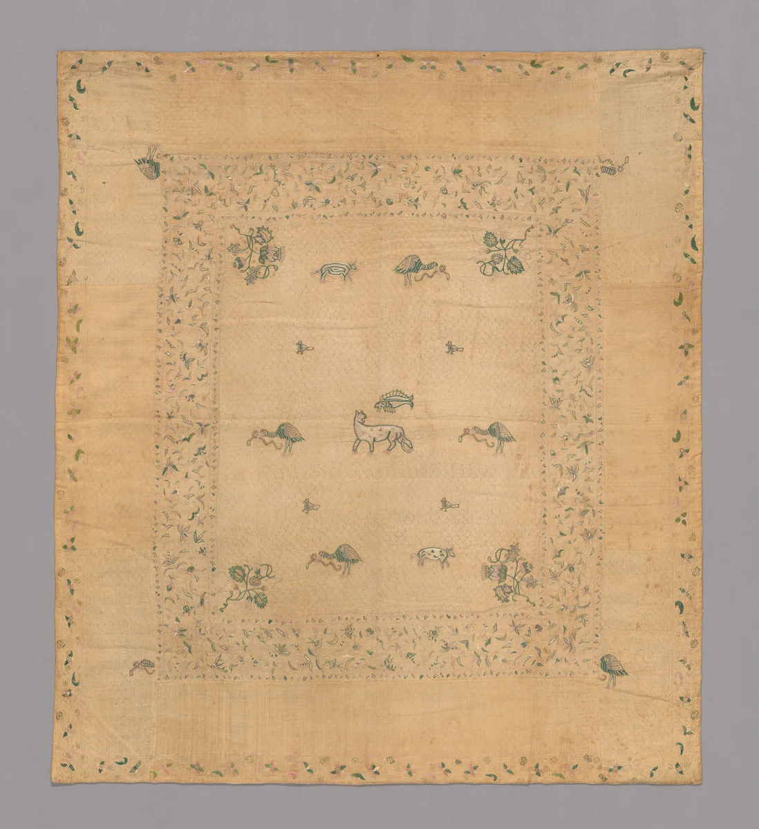 Bedspread by England, textile, 1701-1725