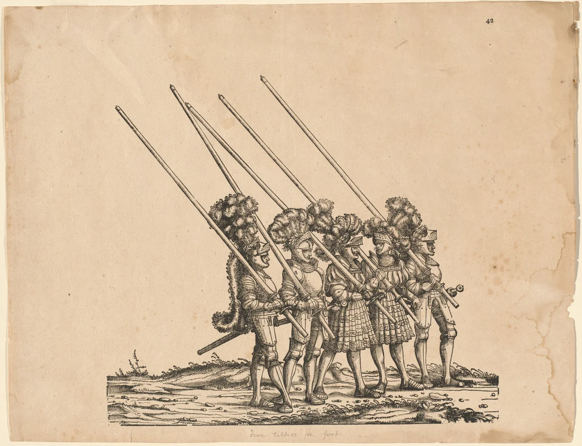Five Tilters on Foot by Hans Burgkmair, print, 1516-1518