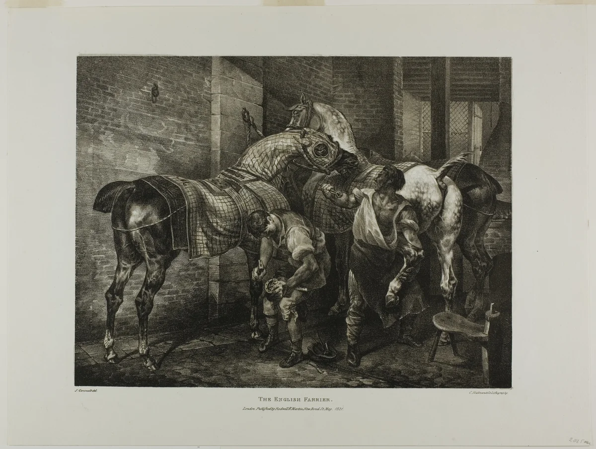 The English Farrier, plate 10 from Various Subjects Drawn from Life and on Stone (The English Suite) by Jean Louis André Théodore Géricault, print, 1821