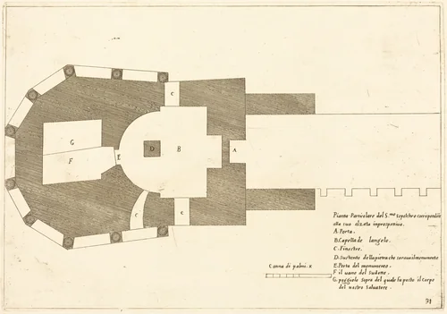 Plan of the Church of the Holy Sepulchre by Jacques Callot, print, 1619