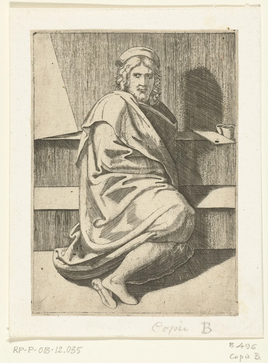Portret van schilder Raphael by anonymous, print, 1510-1575
