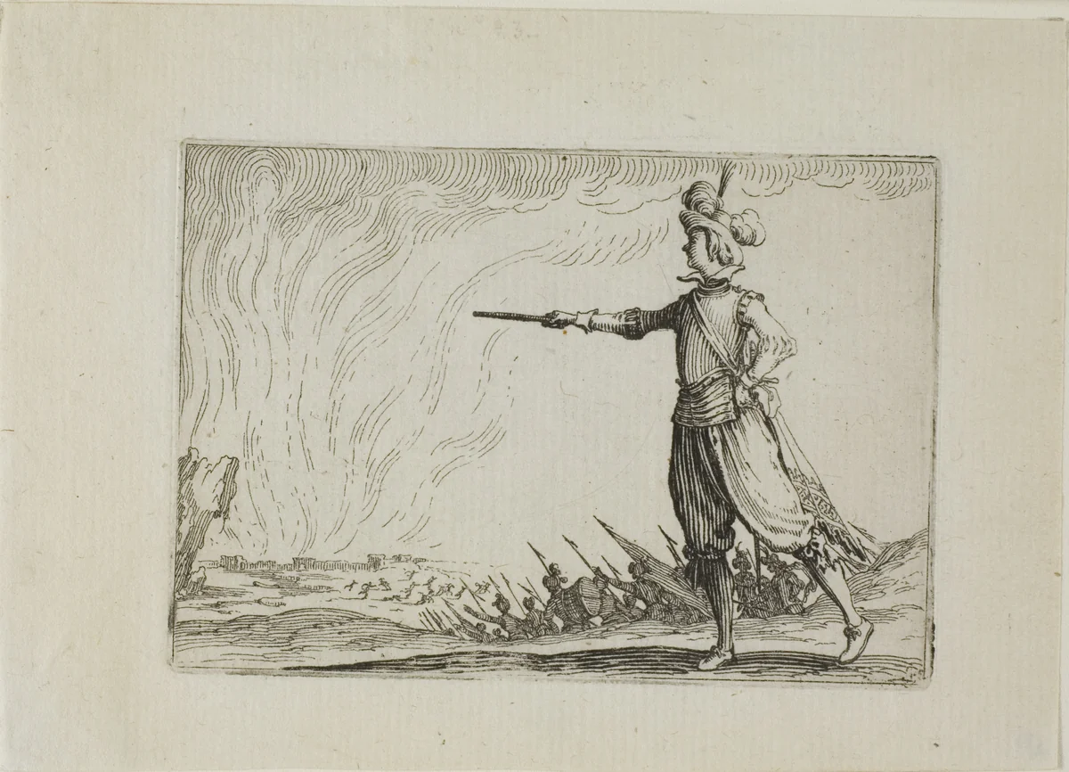 The Commander on Foot, from The Caprices by Jacques Callot, print, 1617-1627