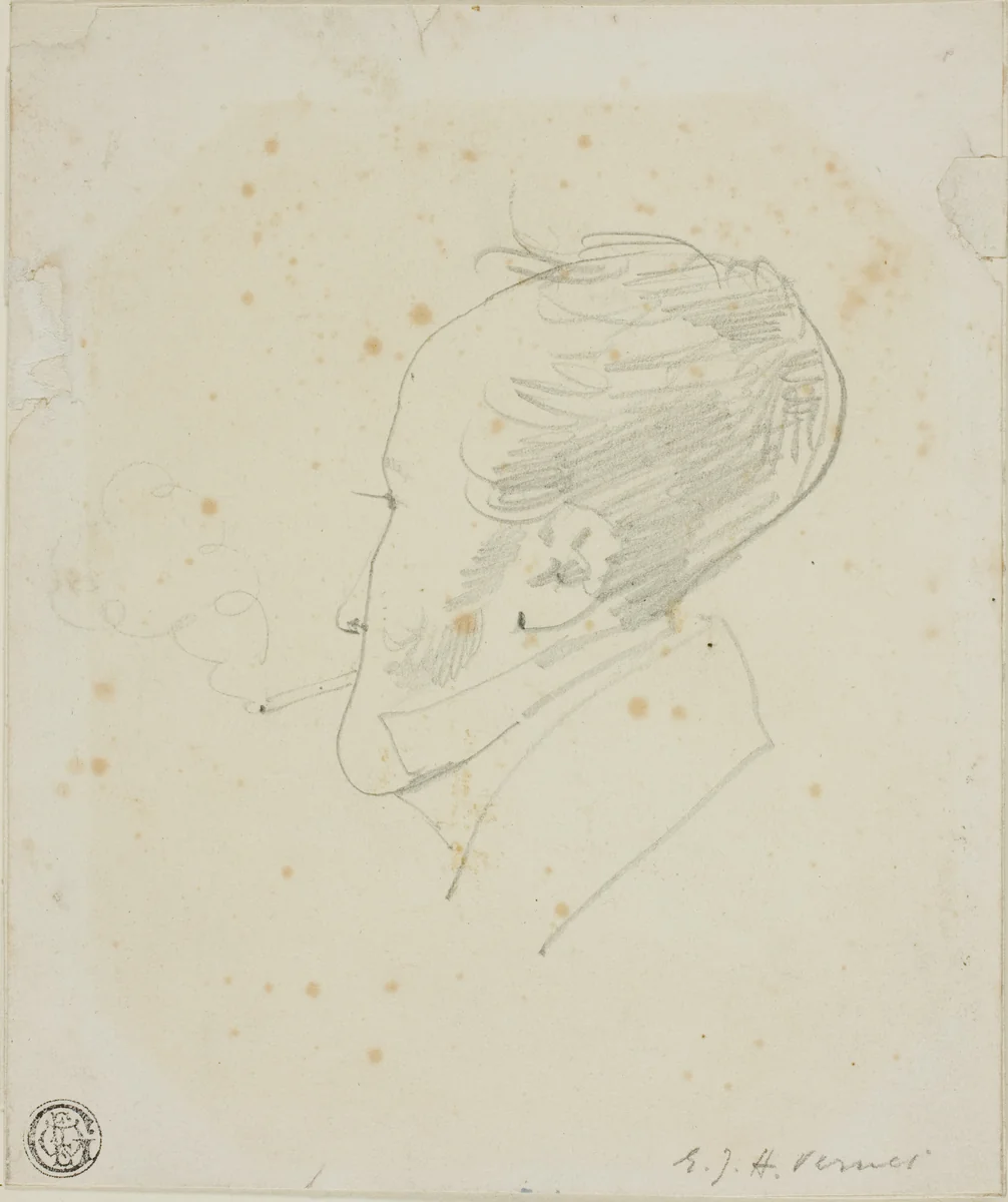 Self-Portrait by Horace Vernet, drawing, 1809-1863