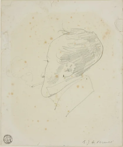 Self-Portrait by Horace Vernet, drawing, 1809-1863