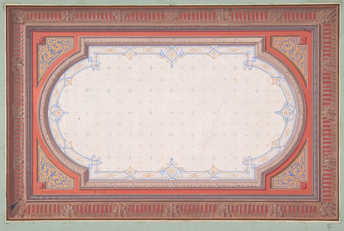 Design for a ceiling by Jules-Edmond-Charles Lachaise, drawing, 1850-1900