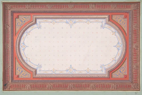 Design for a ceiling by Jules-Edmond-Charles Lachaise, drawing, 1850-1900