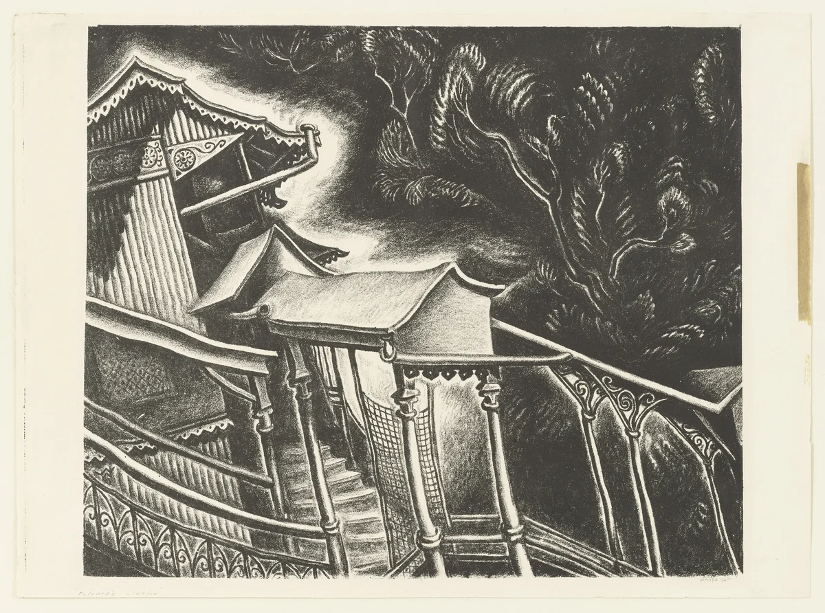 Elevated Station by Wanda Gág, print, 1926