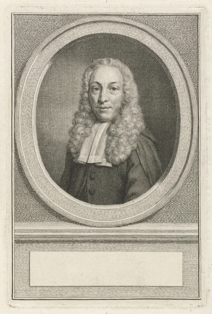Portret van een onbekende man by Jacob Houbraken, print, 1708-1780