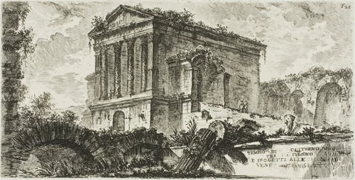 Temple of Clitumnus between Foligno and Spoleto, plate 26 from Some Views of Triumphal Arches and other monuments by Giovanni Battista Piranesi, print, 1748