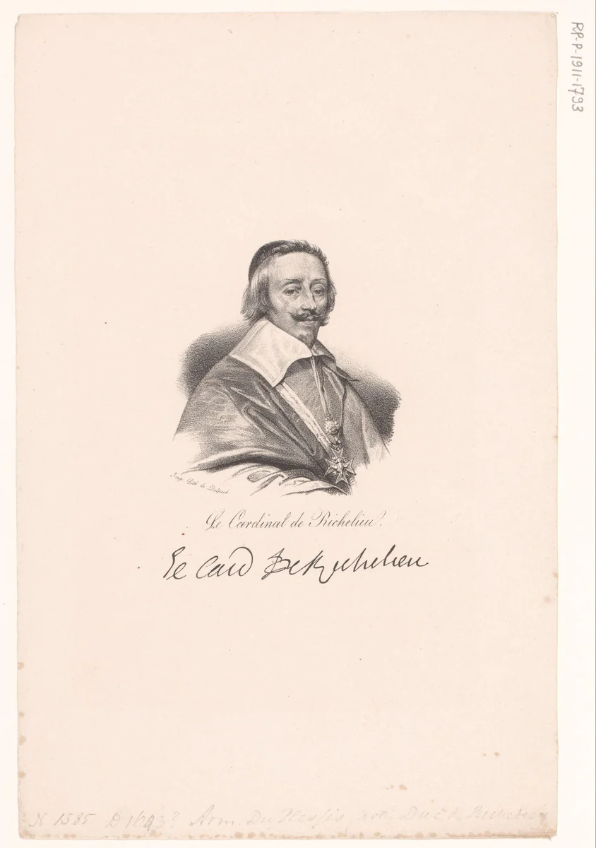 Portret van kardinaal de Richelieu by anonymous, print, 1818-1842