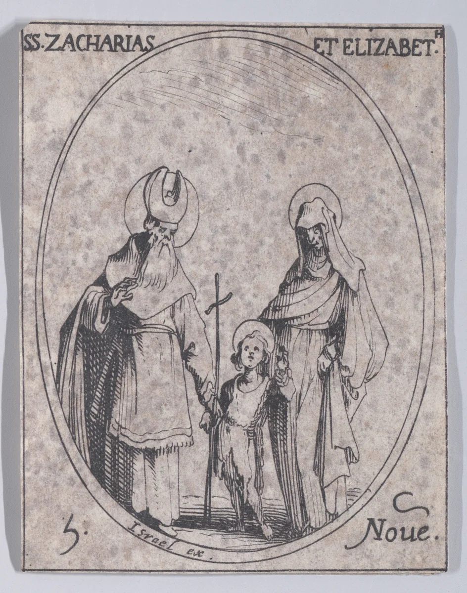 S. Zacharias and S. Elizabeth, November 5th, from "Les Images De Tous Les Saincts et Saintes de L'Année" (Images of All of the Saints and Religious Events of the Year) by Jacques Callot, print, 1636