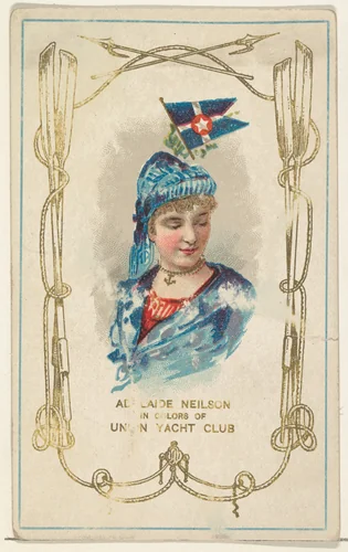 Adelaide Neilson in Colors of Union Yacht Club, from the Yacht Colors of the World series (N140) issued by Duke Sons & Co. to promote Honest Long Cut Tobacco by W. Duke, Sons & Co., print, 1890