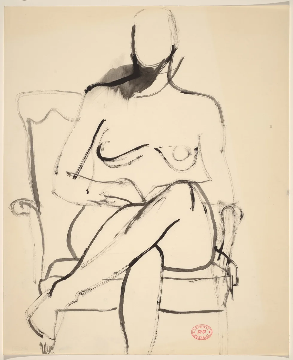 Untitled [seated female nude with crossed legs] by Richard Diebenkorn, drawing, 1955-1967
