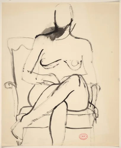 Untitled [seated female nude with crossed legs] by Richard Diebenkorn, drawing, 1955-1967
