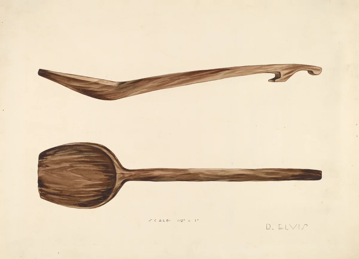 Bishop Hill: Wooden Spoon by Roberta Elvis, index of american design, 1936