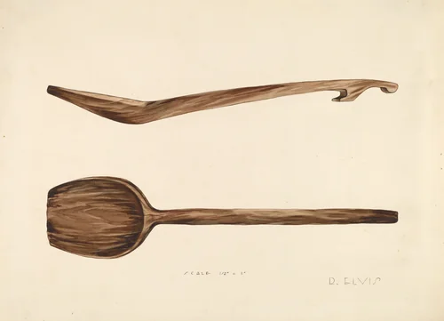 Bishop Hill: Wooden Spoon by Roberta Elvis, index of american design, 1936