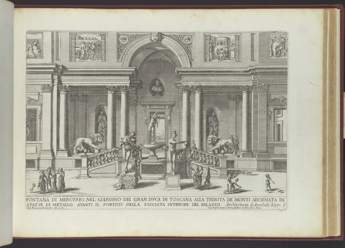 Le Fontane ne' Palazzi e ne' Giardini di Roma con li Loro Prospetti et Ornamenti by Giovanni Battista Falda, book, 1691